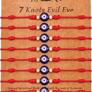 Evil Eye Bracelets 7 Knot Lucky Red String Jewelry Gift for Women Men